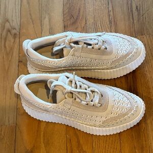Dolce Vita Cream Woven Lace-Up Platform Sneakers